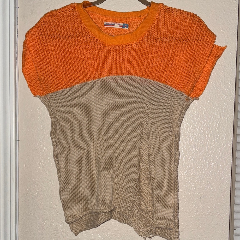 Vintage Havana Orange and Tan Kids Knit Top